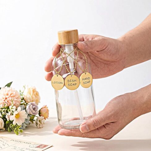 3 Pcs Lotion Soap Dispenser Chain Labels Tags Soap Dispenser Labels Soaps Lotion Dispensers Tags Hand Soaps Label Hanging Tag with Chain for Kitchen Bathroom Mason Jar Decoration in Kuwait