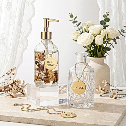 3 Pcs Lotion Soap Dispenser Chain Labels Tags Soap Dispenser Labels Soaps Lotion Dispensers Tags Hand Soaps Label Hanging Tag with Chain for Kitchen Bathroom Mason Jar Decoration in Kuwait