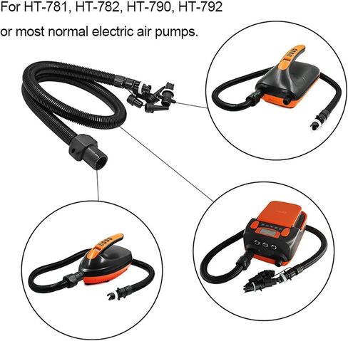 مضخة هواء مجموعة أنبوب قابل للنفخ مع 6 فوهات لـ HT-781/HT-782/HT-790/HT-792، محول خرطوم 3.3 قدم لمضخة كهربائية لقارب الكاياك in Kuwait