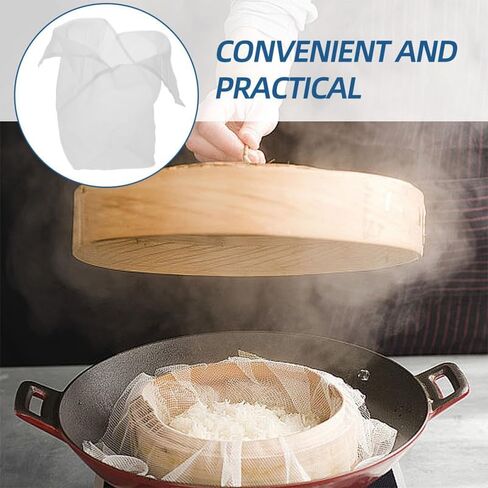 BESTYASH Reusable Large Steamer Liner Bag for Rice and Dumplings Non Stick Nylon Cooking Basket Cloth with Handmade Sewing Easy to Clean and Multifunctional Cheesecloth for Sushi Sticky in Kuwait