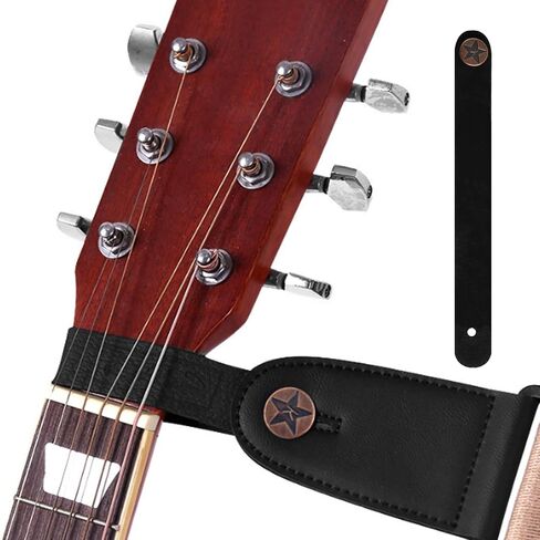 Guitar Strap Lock, Guitar Neck Strap Headstock Tie for Acoustic Ukulele Strap & Mandolin, Musical Instrument Parts Replacement for Music Lovers and Beginner Black in Kuwait