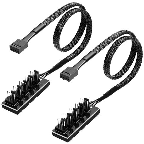 2 Pack PWM Fan Hub, PC Fan Hhub 4 Pin 1 to 5 Way Cooling Fans Power Extension Cable Adapter Fans Splitter for PC Motherboard Case 4 Pin/3Pin in Kuwait