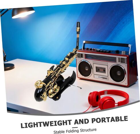 Abaodam Portable Foldable Alto Saxophone Stand Black Lightweight Sax Holder Rack for Home and Studio Use in Kuwait