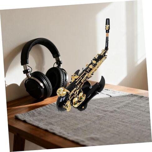 BESPORTBLE Portable Foldable Alto Saxophone Stand Black, Collapsible Saxophone Holder with Non-slip Protective Rest, Stable Sax Stand for Performance and Travel in Kuwait