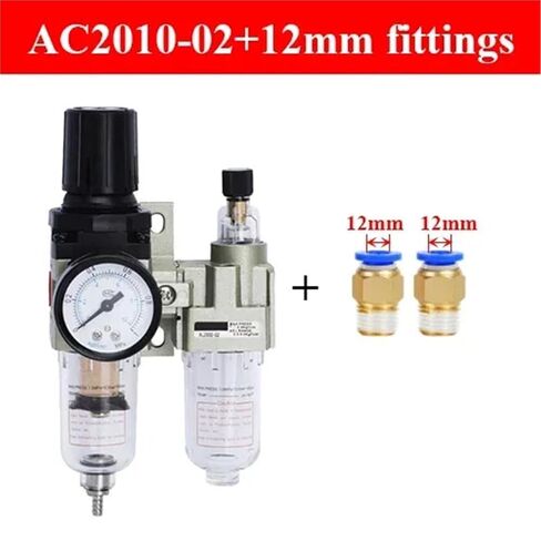 AC2010-02 AC3010-03 AC4010-04 Pneumatic Pressure Regulator Valve Oil Water Separator Manual Drainage for Compressor | AC2010-02 With 12mm,Copper filter in Kuwait
