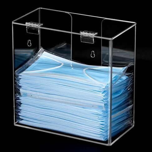 QWORK Face Mask Dispenser Box, Clear Acrylic Glove Holder, Stylish Storage Solution with Tabletop and Wall Mount Options in Kuwait