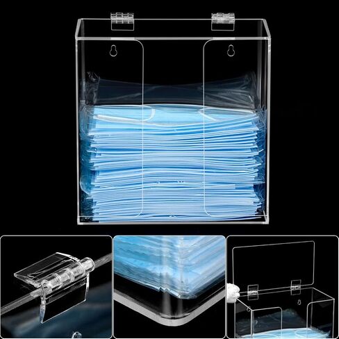 QWORK Face Mask Dispenser Box, Clear Acrylic Glove Holder, Stylish Storage Solution with Tabletop and Wall Mount Options in Kuwait