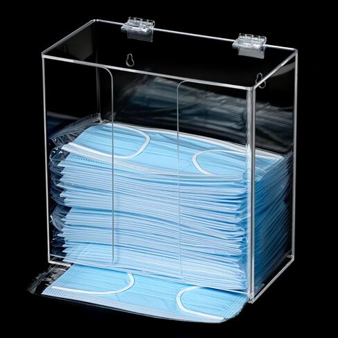 QWORK Face Mask Dispenser Box, Clear Acrylic Glove Holder, Stylish Storage Solution with Tabletop and Wall Mount Options in Kuwait