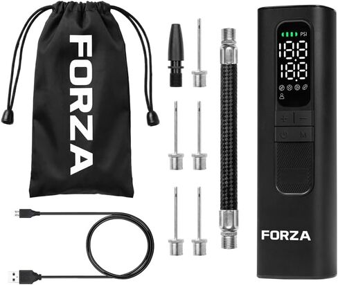 FORZA Digital Ball Pump │Rechargeable Electric Air Pump with LED Torch | Portable Sports Ball Inflator with Needles, Flex Hose, USB Charging Cable and Carry Case in Kuwait