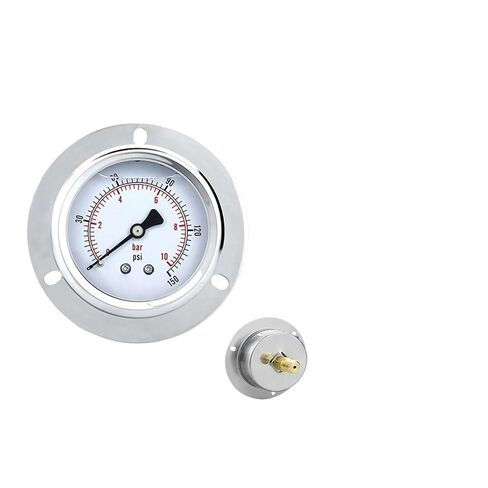 1pc Glycerin Filling Pressure Gauge 63mm(2-1/2") Back Connection with Flange Manometer for Water Gas Oil(BSPT(ZG) 1-4 with Oil,0-100bar) in Saudi Arabia