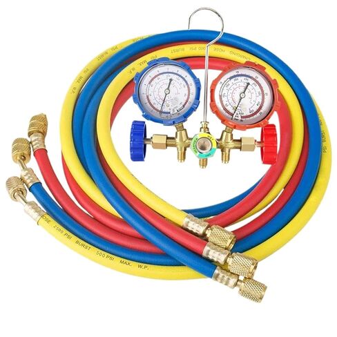 1pc 1.4m/0.8m Refrigerant Manifold Gauge with Hoses R12 R22 R404A R134A Air Conditioning Refrigeration Charging Pressure Gauge Tool(140CM Hose) in Saudi Arabia