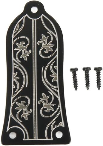Guitar Truss Rod Cover – Flower Pattern Black Metal Plate for Neck Protection, Replacement Decorative Cover with Screws for Easy Installation‌ in Kuwait