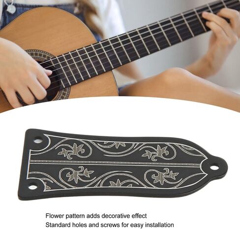 Guitar Truss Rod Cover – Flower Pattern Black Metal Plate for Neck Protection, Replacement Decorative Cover with Screws for Easy Installation‌ in Kuwait