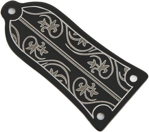 Guitar Truss Rod Cover – Flower Pattern Black Metal Plate for Neck Protection, Replacement Decorative Cover with Screws for Easy Installation‌ in Kuwait