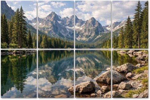 8 Pack Art Acoustic Panels Sound Absorbing Moraine Lake Majestic Rocky Mountains Crystal Clear Water Pine Trees Decorative Soundproof Wall Panels Self Adhesive for Home Recording Studios 48"x32" in Kuwait