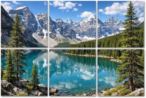 8 Pack Art Acoustic Panels Sound Absorbing Moraine Lake Majestic Rocky Mountains Crystal Clear Water Pine Trees Decorative Soundproof Wall Panels Self Adhesive for Home Recording Studios 48"x32" in Kuwait
