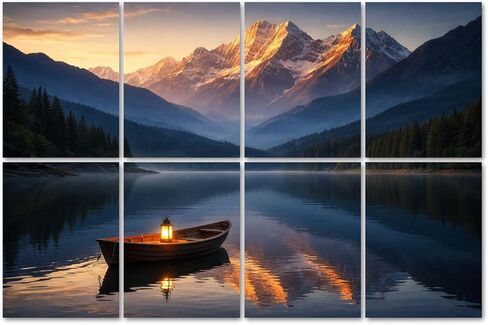 8 Pack Art Acoustic Panels Sound Absorbing Moraine Lake Majestic Rocky Mountains Crystal Clear Water Pine Trees Decorative Soundproof Wall Panels Self Adhesive for Home Recording Studios 48"x32" in Kuwait