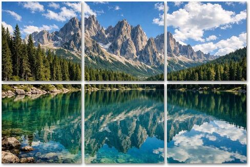 8 Pack Art Acoustic Panels Sound Absorbing Moraine Lake Majestic Rocky Mountains Crystal Clear Water Pine Trees Decorative Soundproof Wall Panels Self Adhesive for Home Recording Studios 48"x32" in Kuwait