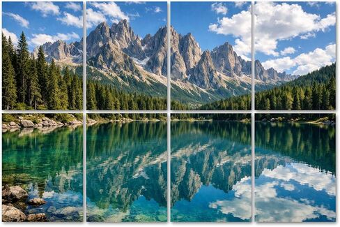 8 Pack Art Acoustic Panels Sound Absorbing Moraine Lake Majestic Rocky Mountains Crystal Clear Water Pine Trees Decorative Soundproof Wall Panels Self Adhesive for Home Recording Studios 48"x32" in Kuwait