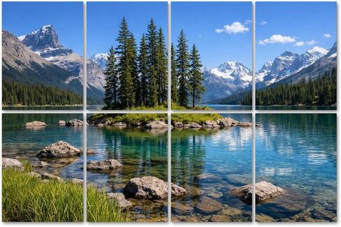 8 Pack Art Acoustic Panels Sound Absorbing Moraine Lake Majestic Rocky Mountains Crystal Clear Water Pine Trees Decorative Soundproof Wall Panels Self Adhesive for Home Recording Studios 48"x32" in Kuwait