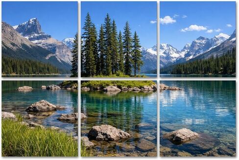 8 Pack Art Acoustic Panels Sound Absorbing Moraine Lake Majestic Rocky Mountains Crystal Clear Water Pine Trees Decorative Soundproof Wall Panels Self Adhesive for Home Recording Studios 48"x32" in Kuwait