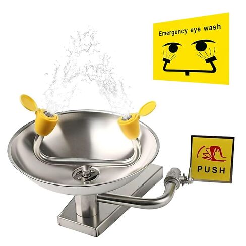 Eye Wash Station Emergency Wall-Mounted, OSHA Approved, 304 Stainless Steel Eye Wash Station, Portable First Aid Eyewash Station Eye Irrigation Sign & Enlarged Basin in Saudi Arabia