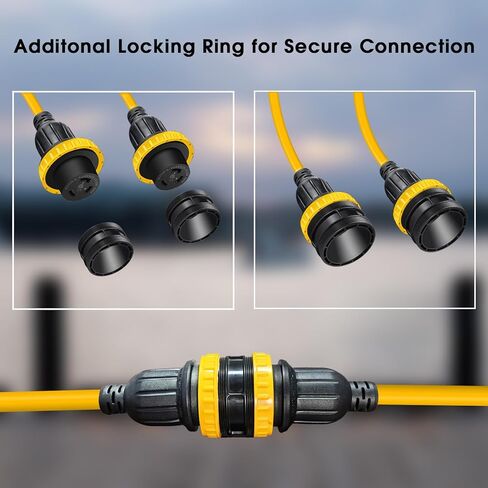 محول مقسم الطاقة Y من Marine Shore، NMEA SS2-50P ذكر 50Amp إلى 2X 30Amp L5-30R أنثى مع حلقة قفل، 50A إلى سلك طاقة الشاطئ المزدوج 30A، قائمة ETL، 3FT in Kuwait