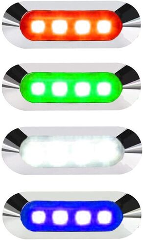 KEING 4 قطع 4LED RGBW أضواء مجاملة للقوارب، 4 ألوان بيضاوية داخلية على سطح السفينة Transom Stern أضواء ملاحة لقارب صيد عائم، قارب شراعي كاياك مقاوم للماء in Kuwait