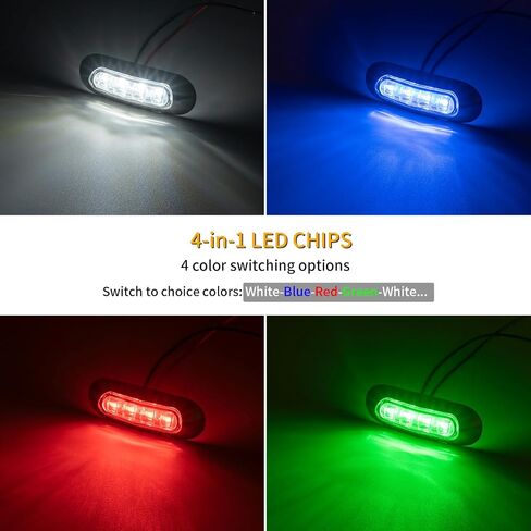 KEING 4 قطع 4LED RGBW أضواء مجاملة للقوارب، 4 ألوان بيضاوية داخلية على سطح السفينة Transom Stern أضواء ملاحة لقارب صيد عائم، قارب شراعي كاياك مقاوم للماء in Kuwait
