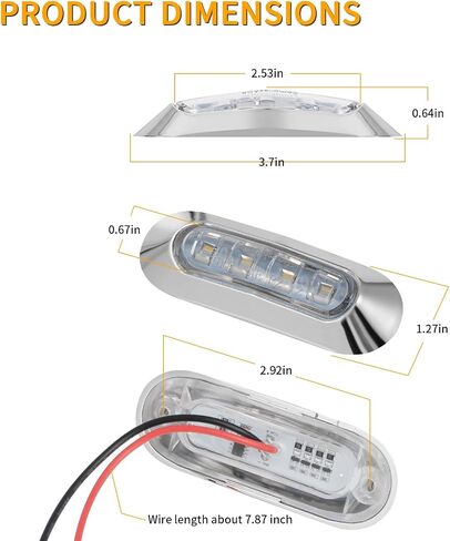 KEING 4 قطع 4LED RGBW أضواء مجاملة للقوارب، 4 ألوان بيضاوية داخلية على سطح السفينة Transom Stern أضواء ملاحة لقارب صيد عائم، قارب شراعي كاياك مقاوم للماء in Kuwait