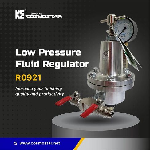 COSMOSTAR R0921 منظم السوائل ذات الضغط المنخفض، بحد أقصى. ضغط مدخل السوائل 145 رطل لكل بوصة مربعة، وحدة تحكم في ضغط السوائل من الألومنيوم لطلاء الرش النهائي والتحكم في ضغط السوائل القابل للتعديل. in Kuwait