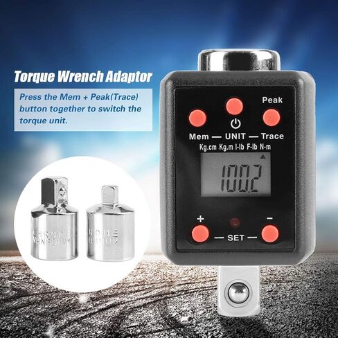 1/2" Drive 10-200Nm Digital Torque Wrench Adaptor with 1/4" & 3/8" Socket Adapter in Kuwait