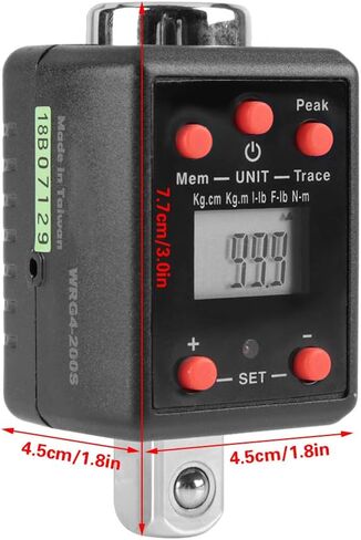 1/2" Drive 10-200Nm Digital Torque Wrench Adaptor with 1/4" & 3/8" Socket Adapter in Kuwait