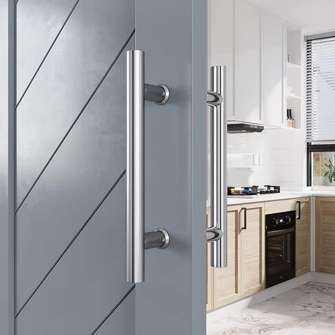 ty Brushed Stainless Steel Entrance Push Pull Door Handle Side H S Design for Wooden Doors 50cm x 30cm Durable & Stylish Hardware Solution in Saudi Arabia