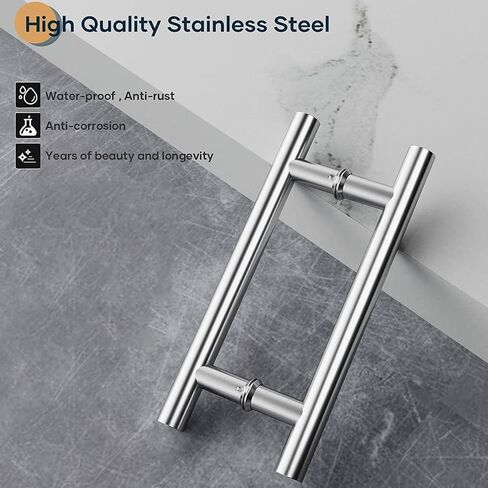 ty Brushed Stainless Steel Entrance Push Pull Door Handle Side H S Design for Wooden Doors 50cm x 30cm Durable & Stylish Hardware Solution in Saudi Arabia