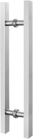 Barn Door Sliding Door Handle Heavy Duty Stainless Steel Square Tube Commercial Push-Pull Door Handle/Glass Door Handle/Barn Door Pull Handle, Black/Silver - 6 Sizes (Color : Silver, Size in Saudi Arabia