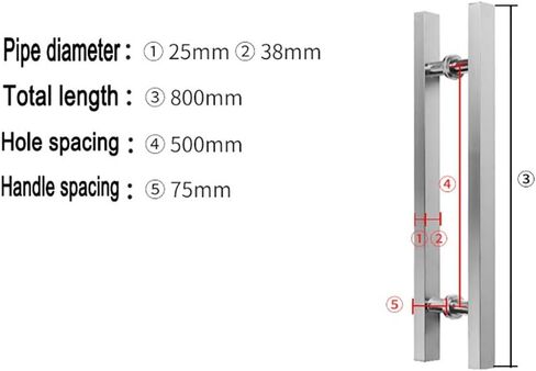 Barn Door Sliding Door Handle Heavy Duty Stainless Steel Square Tube Commercial Push-Pull Door Handle/Glass Door Handle/Barn Door Pull Handle, Black/Silver - 6 Sizes (Color : Silver, Size in Saudi Arabia