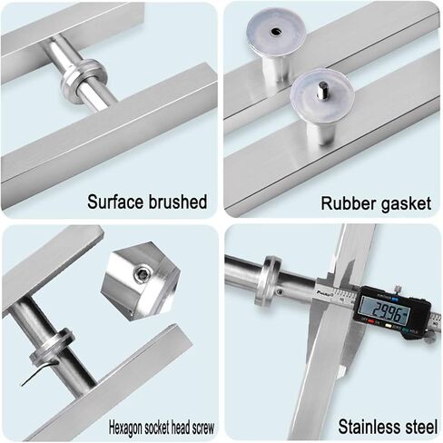 Barn Door Sliding Door Handle Heavy Duty Stainless Steel Square Tube Commercial Push-Pull Door Handle/Glass Door Handle/Barn Door Pull Handle, Black/Silver - 6 Sizes (Color : Silver, Size in Saudi Arabia
