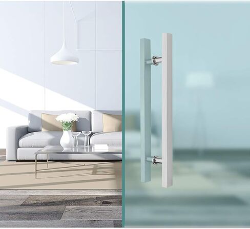 Barn Door Sliding Door Handle Heavy Duty Stainless Steel Square Tube Commercial Push-Pull Door Handle/Glass Door Handle/Barn Door Pull Handle, Black/Silver - 6 Sizes (Color : Silver, Size in Saudi Arabia