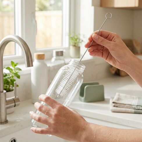 Mini Straw & Pipe Cleaning Nylon Brushes | 10 Brush Set | 8 inch Length | Flexible, Non-Scratch, Rust-Resistant Steel Handle | Reusable Straws, Pipes, Tubes, Mini Bottles etc in Kuwait