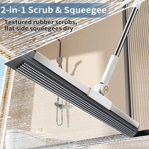 Floor Squeegee for Concrete Floor, Squeegee for Floor with 180° Rotating Head & 63" Long Handle, Garage Floor Squeegee Broom for Epoxy, Pet Hair, Water Removal, Tile Floor, Shower Glass, Driveway in Kuwait