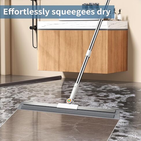 Floor Squeegee for Concrete Floor, Squeegee for Floor with 180° Rotating Head & 63" Long Handle, Garage Floor Squeegee Broom for Epoxy, Pet Hair, Water Removal, Tile Floor, Shower Glass, Driveway in Kuwait