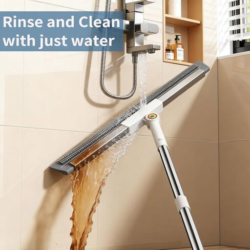Floor Squeegee for Concrete Floor, Squeegee for Floor with 180° Rotating Head & 63" Long Handle, Garage Floor Squeegee Broom for Epoxy, Pet Hair, Water Removal, Tile Floor, Shower Glass, Driveway in Kuwait