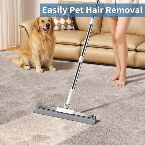 Floor Squeegee for Concrete Floor, Squeegee for Floor with 180° Rotating Head & 63" Long Handle, Garage Floor Squeegee Broom for Epoxy, Pet Hair, Water Removal, Tile Floor, Shower Glass, Driveway in Kuwait