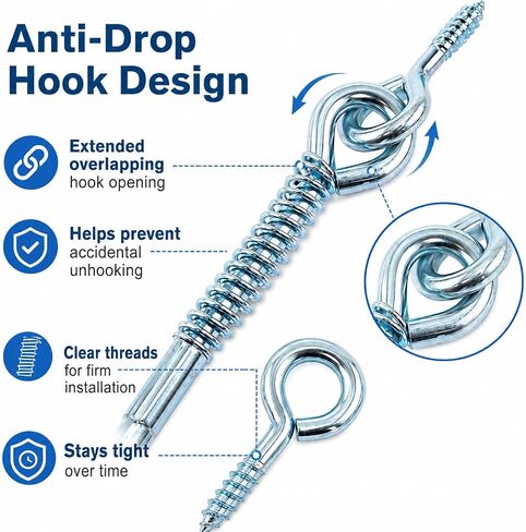Lovelysp 4PCS 3-inch Hook-and-Loop Lock with Spring-Loaded Latch Metal Hook and Eye Suitable for Home Farm Camping Trailers in Kuwait