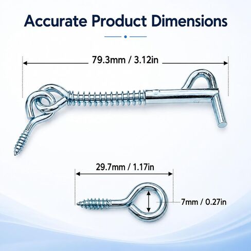 Lovelysp 4PCS 3-inch Hook-and-Loop Lock with Spring-Loaded Latch Metal Hook and Eye Suitable for Home Farm Camping Trailers in Kuwait