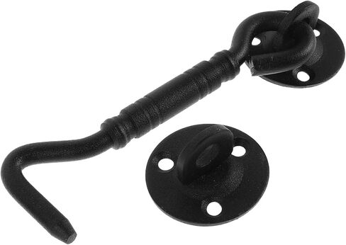Ciieeo Stainless Steel Black Heavy-Duty Hook Latch with 4-inch Round Base Gate Hardware for Outdoor Screen Doors and Window Accessories in Kuwait