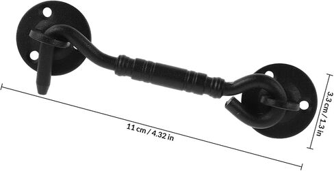 Ciieeo Stainless Steel Black Heavy-Duty Hook Latch with 4-inch Round Base Gate Hardware for Outdoor Screen Doors and Window Accessories in Kuwait