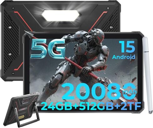 تابلت HOTWAV R9 Ultra 5G متين، 24 جيجابايت + 512 جيجابايت/TF 2 تيرابايت أندرويد 15 تابلت مع قلم، 11 بوصة 2K FHD+ مقاوم للماء، 20080 مللي أمبير، 64 ميجابكسل + 20 ميجابكسل، ثماني النواة، ثنائي الشريحة/Gemini AI /IP68&IP69K/Face ID/OTG/WLAN 5 in Kuwait