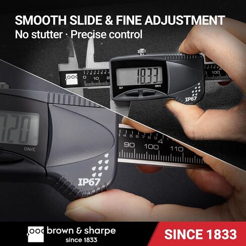 Brown & Sharpe 6" Digital Caliper, IP67 Stainless Steel, Large LCD Display, Locking Screw, ABS/DIFF Measurement, Inch & Millimeter Conversion, High-Contrast Readings in Kuwait
